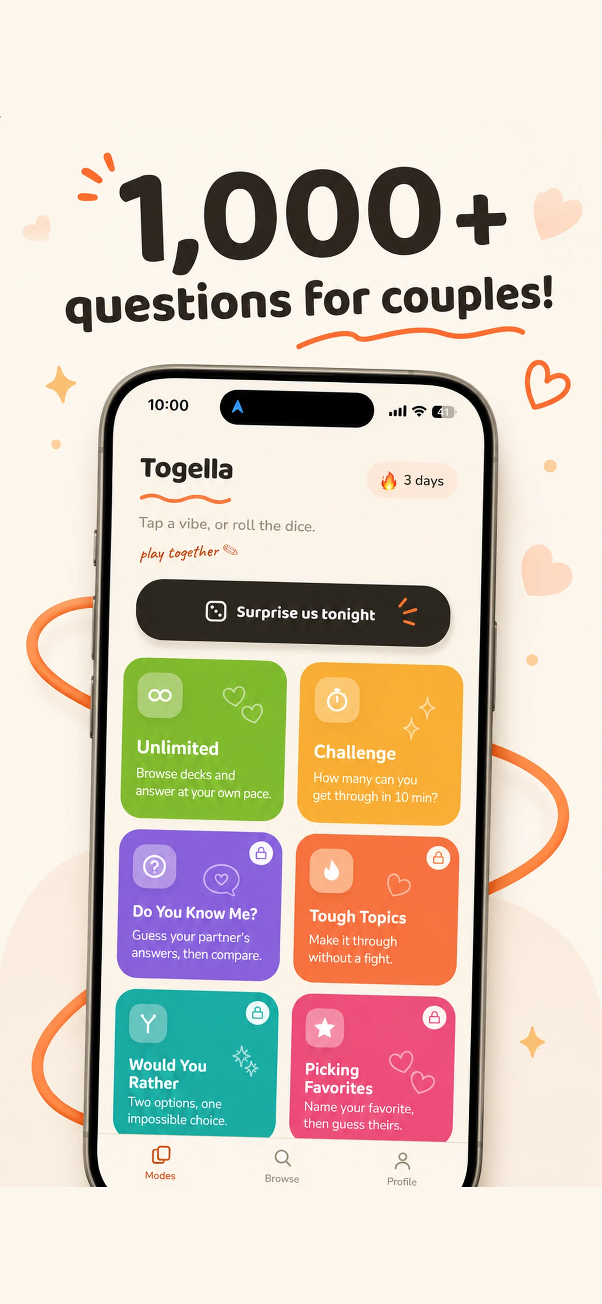 Couples Questions Game Togella screenshot