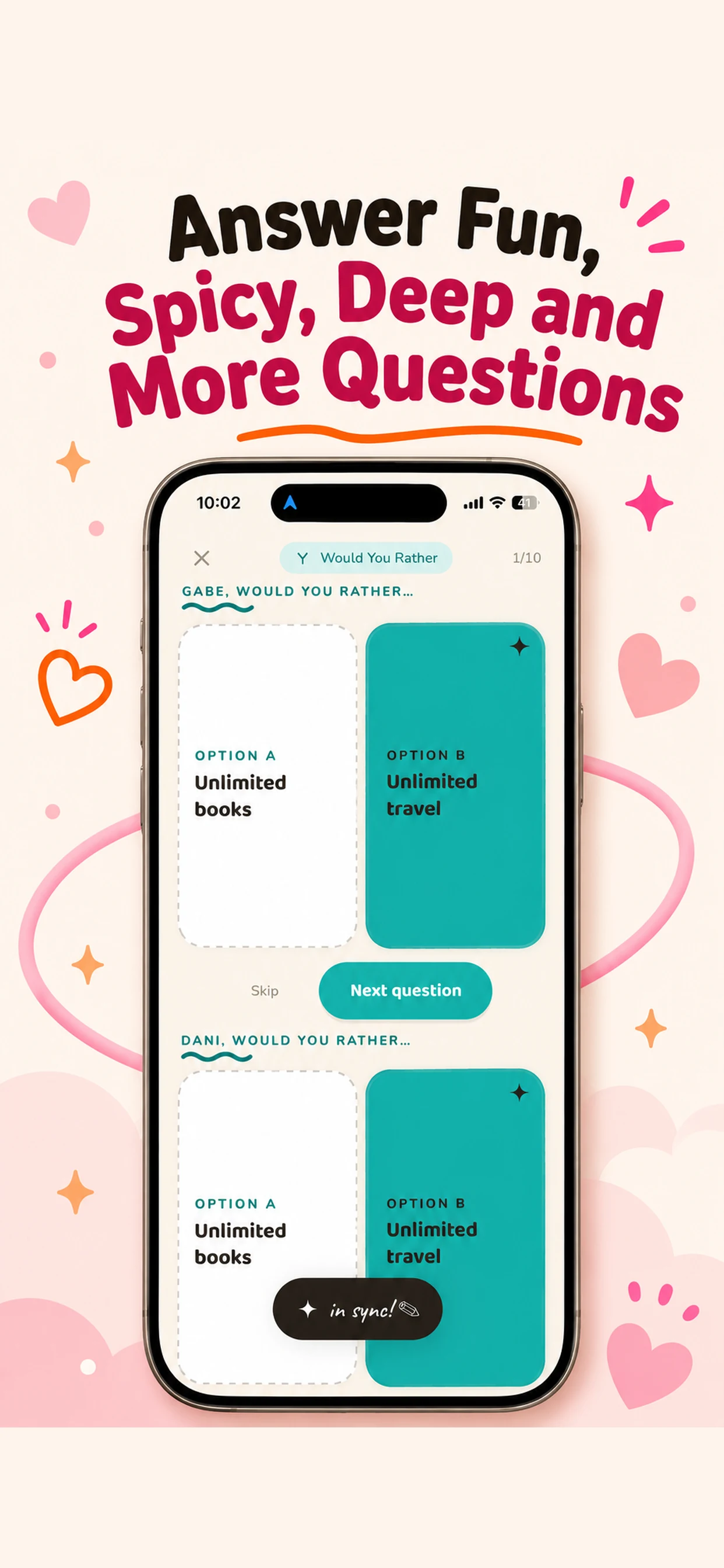 Couples Questions Game Togella screenshot